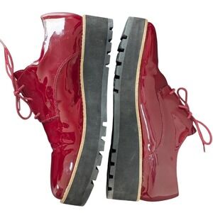 EILEEN FISHER Red Patent Leather "Eddy" Oxford Lace-Up Shoes Women's Size 9